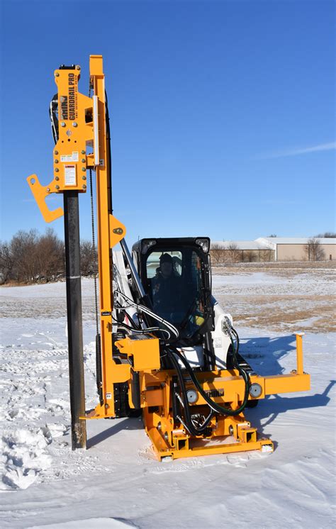 guardrail hammers skid steer mounted|guardrail pro pile driver attachment.